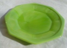 Akro Agate Large Octagonal Plate Light Jadeite Jade 4 " Across