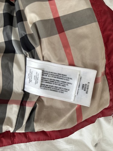 Burberry 2 Y Red Blue Boys Down Winter Puffer Coat - Picture 4 of 11