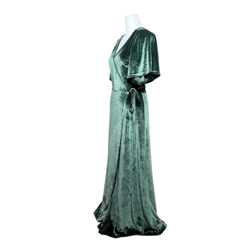 Baltic Born Meghan Velvet Wrap Maxi Dress Women's Small Deep Green Elegant Event - Picture 4 of 12