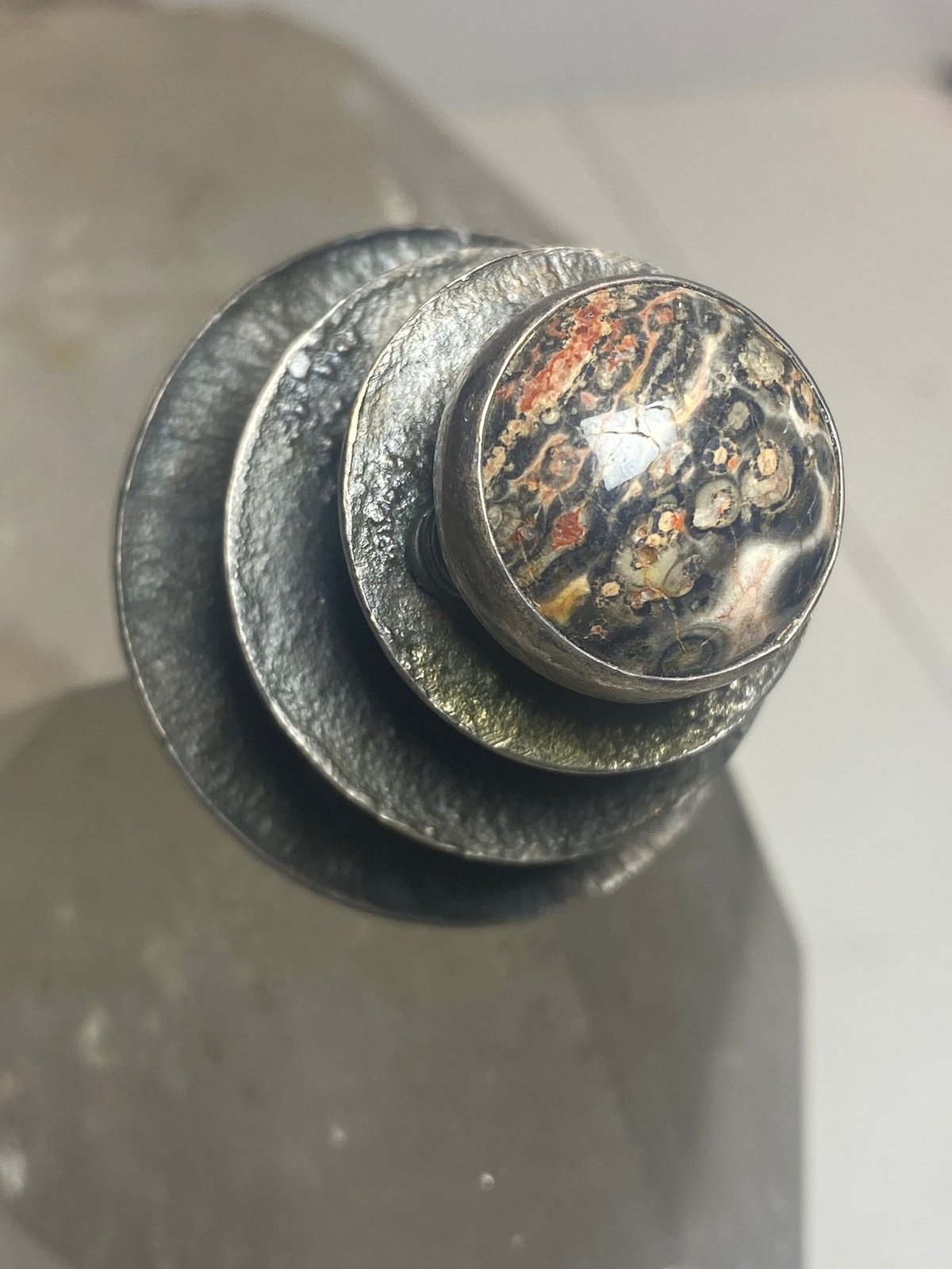 Bumblebee jasper ring statement boho band size 7 … - image 1