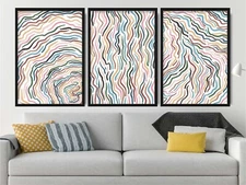 Set of 3 Prints - Bold Colour Abstract Swirl Art Pictures