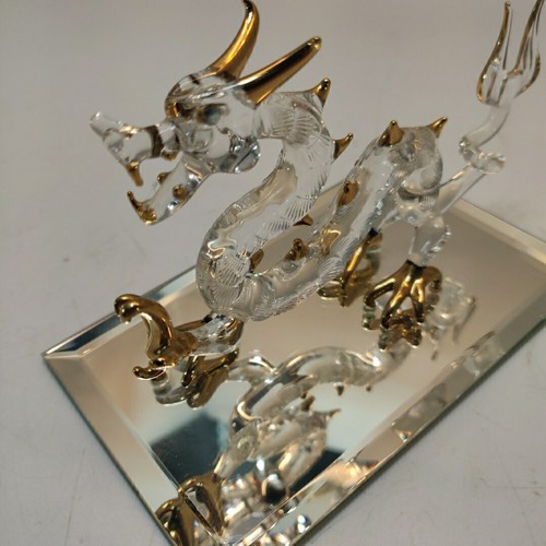 Glass Baron Dragon Figurine Crystal Handblown Glass 3 Inch tall- 5 inch wide - Picture 3 of 8