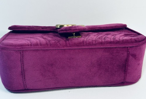 Gucci Velvet Mini GG Marmont Crossbody Shoulder Flap Bag - 100% AUTHENTIC - Picture 10 of 12