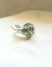 Ladies Minty Prasiolite 5.55 tcw Pear Faceted STUNNING MINT/hues Solitaire Ring