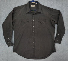 Vintage Western Shirt Size 18-36 Tall Pearl Snap GRAY Sheplers Mens