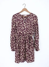 VELVET By Graham & Spencer Joanna Printed Satin Viscose Dress Malbec S $275 F6