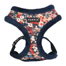 Navy Gianni Dog Harness Over-The-Head Flower Pattern Adjustable Large