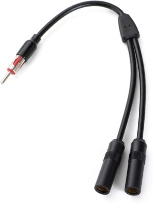 supmory Car AM FM Radio Stereo 1 Male 2 Female Y Antenna Splitter Y Adapter 