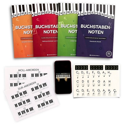 MEGA Paket der BuchstabenNoten.  4 Bücher + Keyboard Aufkleber + Video + Akkorde