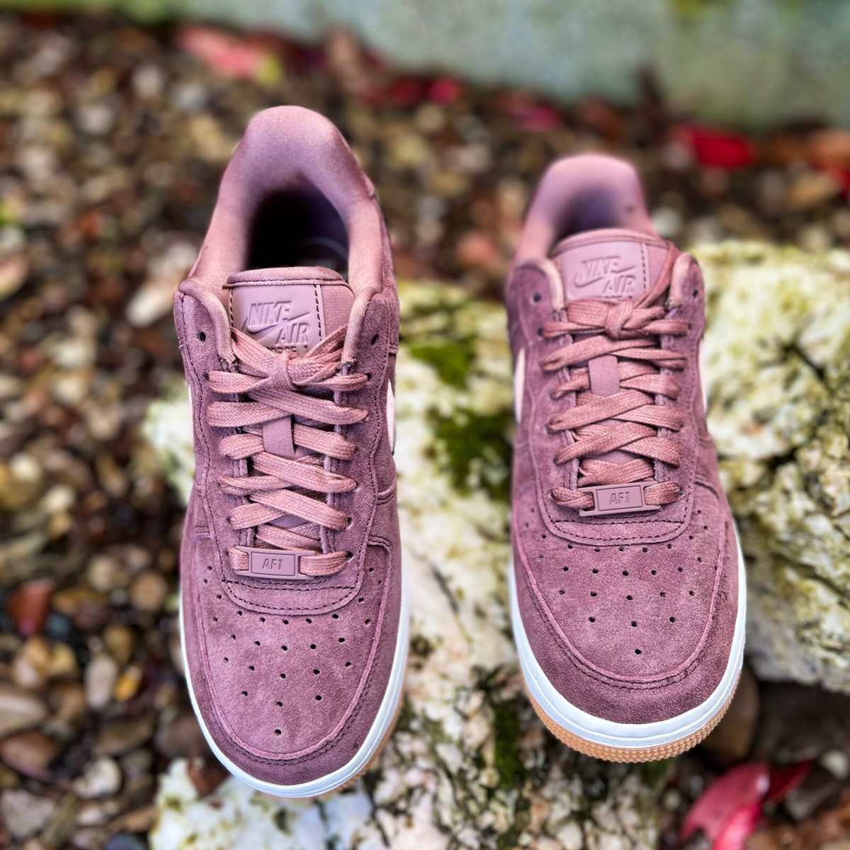 nike mauve air force 1 trainers with gum sole