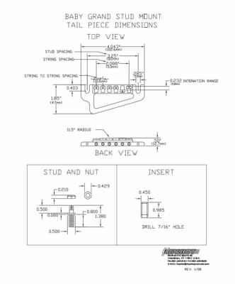 Hipshot 43100C Babygrand Guitar Bridge - White for sale online | eBay