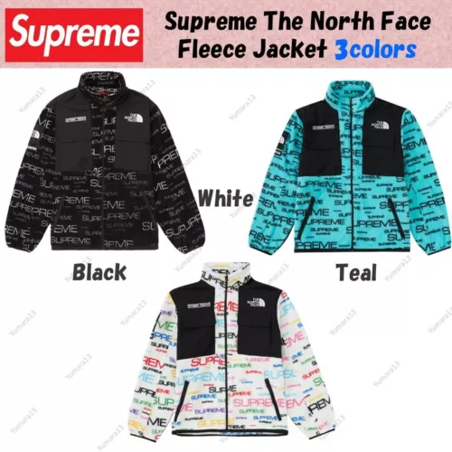 Supreme The North Face Steep Tech Fleece Jacket Black white Teal 3colors S-XL