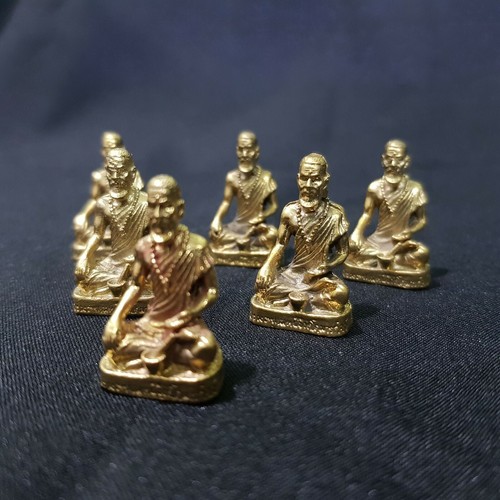 6x Jivaka Kumarabhrtra Doctor of Lord Buddha Brass Statue God of Health Amulet - Afbeelding 2 van 12