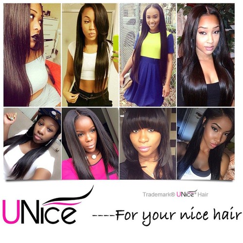 UNice Hair 100% Brazilian Straight Human Hair Wefts 3 Bundles With Lace Closure - Picture 10 of 12