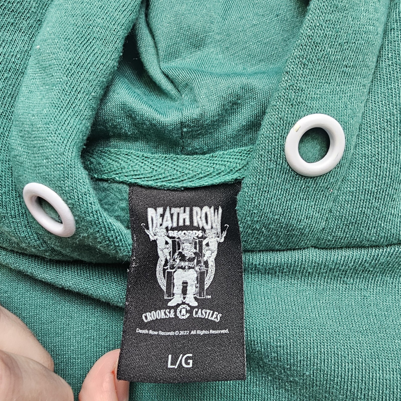 FILA Felpa con cappuccio Crooks & Castles X Death Row Records maglione verde grande manica lunga