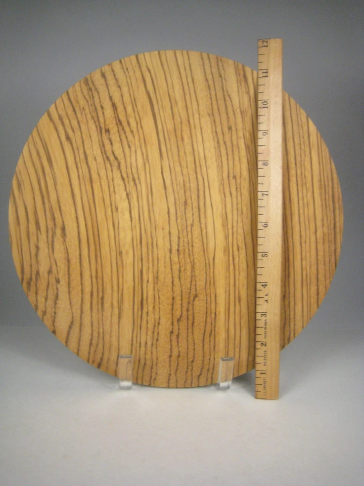 Bandeja redonda hecha a mano para artista de madera de cebra plato tira 11 pulgadas Foto 3 de 4