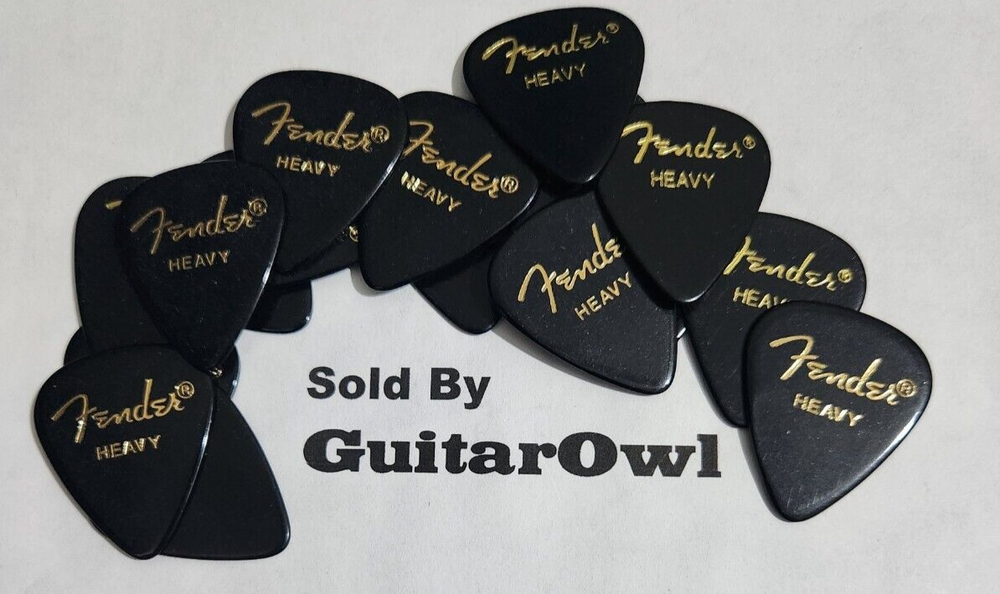 FENDER HEAVY 351 Black GUITAR PICKS Celluloid 18 picks MADE IN THE USA
