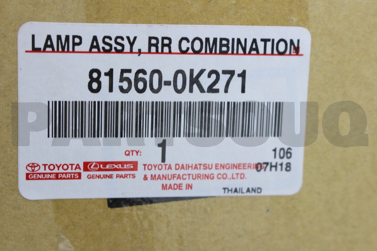 815600K271 Genuine Toyota LAMP ASSY, RR COMBINATION, LH