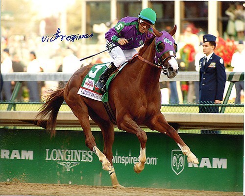 California Chrome 2014 Kentucky Derby Finish Photo 8"x10" Signed Victor Espinoza - Picture 1 of 2