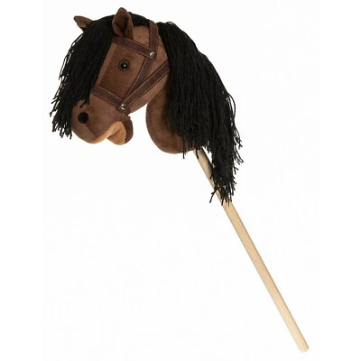 Cheval en peluche bâton en bois, rênes, 80 cm jouet enfant divertissement. - Photo 1/4
