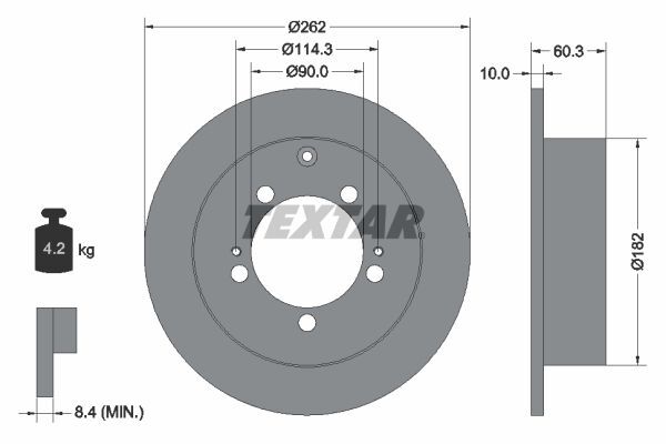 2X Textar 92136103 Bremsscheibe FüR Chrysler Mitsubishi-image