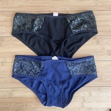 Lot of 2 Victoria s Secret Cotton Sequin Bikini Panties -Size XS