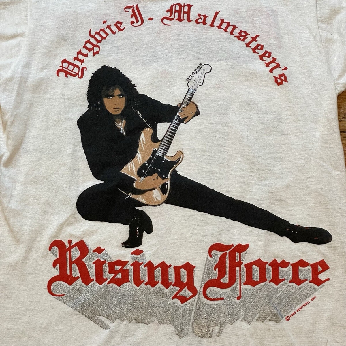Vintage 80s Yngwie Malmsteen Shirt Size Small Metal Guitar