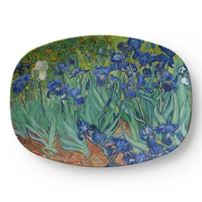 Gogh Irises 10x14" Serving Platter Flower Unique Gift for Artistic Mom Art Lover