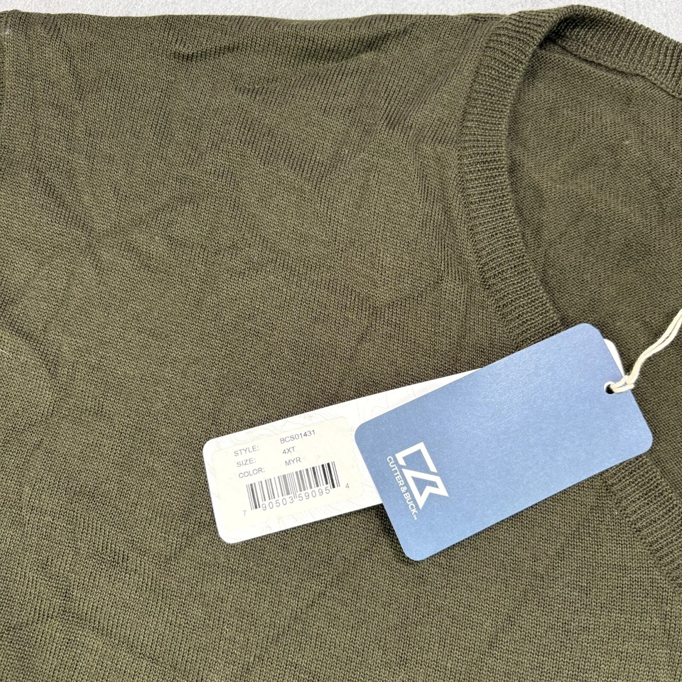 Suéter Cutter & Buck Para Hombres 4XLT Alto Verde Douglas Mezcla de Lana Pullover Golf NUEVO Foto 3 de 4