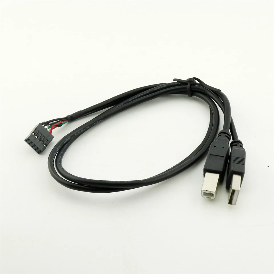 50cm USB 2.0 A + B Male to Dupont 10 Pin Female Header Motherboard Adapter Cable - Image 2 of 4