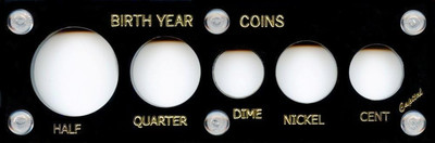 2'' x 6'' Acrylic panel screw together holder ''Birth Year Coins'' 5-Coin Holder ...