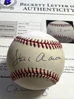 HANK AARON 2 SIGNED AUTOGRAPHED ONL BASEBALL!  Braves!  HOF!  FULL JSA & BECKETT