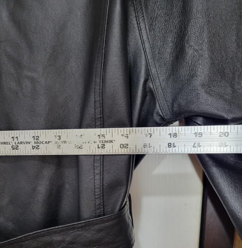 Comint Damen Größe M schwarz 100 % Leder Kragen Knopfleiste Trenchcoat Gürtel - Bild 12 von 15