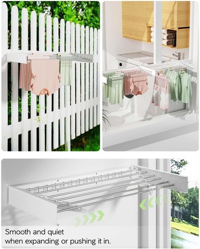 Wall Mounted Clothes Drying Rack 40 inches, Foldable Wall Mount Laundry Rack Fol - Picture 5 of 6