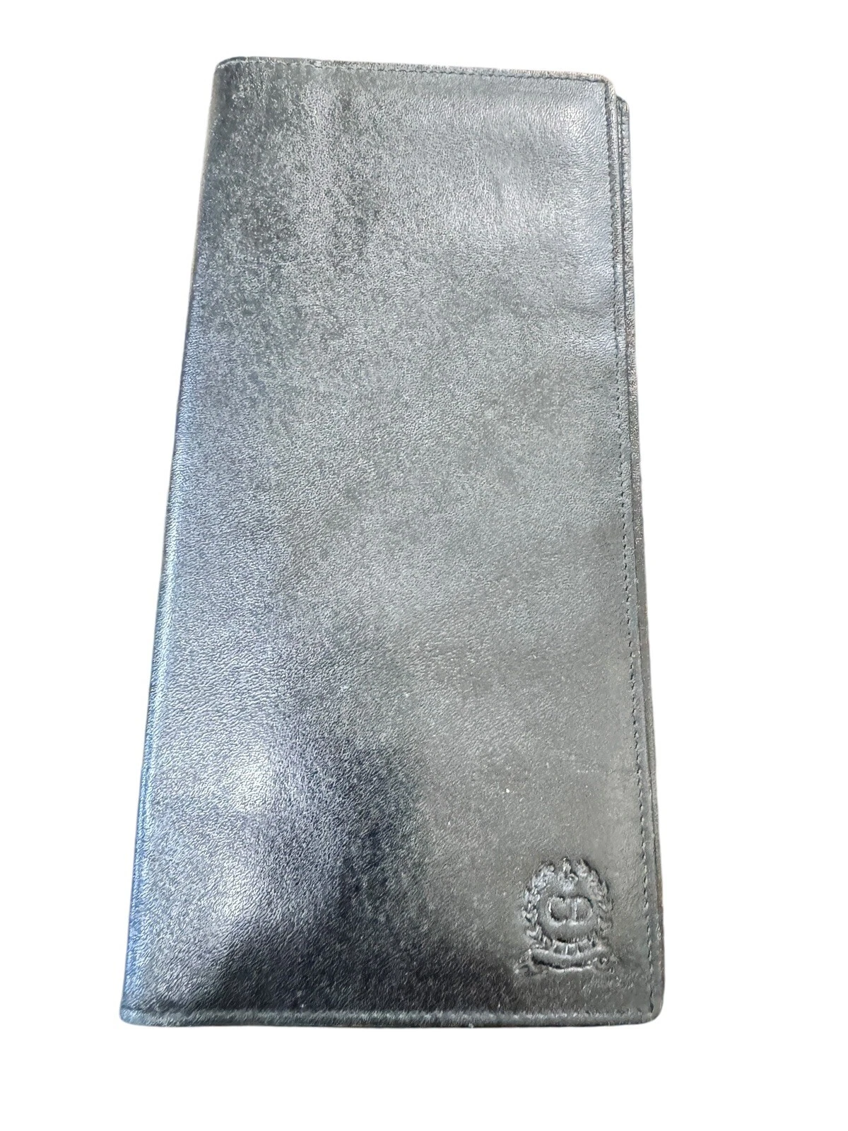 Ancien chéquier portefeuille en cuir noir CHRISTAIN DIOR