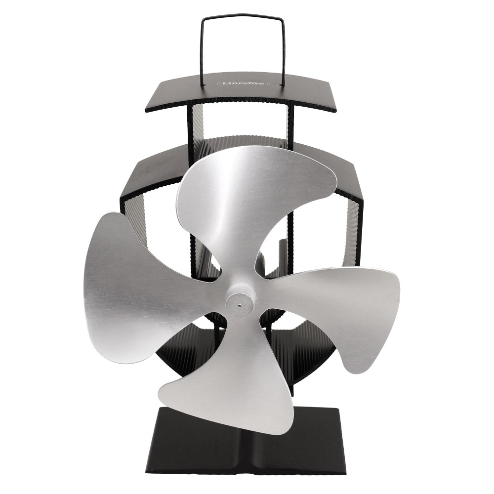 4 Blade Heat Powered Eco Friendly Stove Fan for Fireplace Wood Log Burner Silver