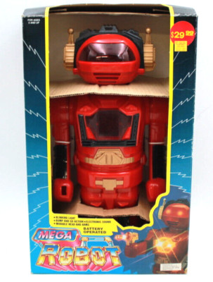 1990s Vtg 16'' Coventry Toys MEGA ROBOT Bump And Go New In Box Battery Operated