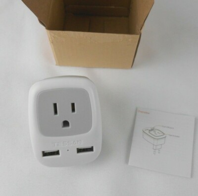 European Travel Plug Adapter TESSAN International Power Plug 2 USB Outlets