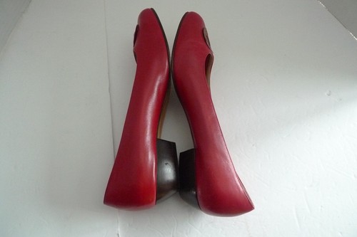 SALVATORE FERRAGAMO -LEATHER SHOES - PUMPS - MADE IN ITALY- 8.5 B -RED - Picture 21 of 24