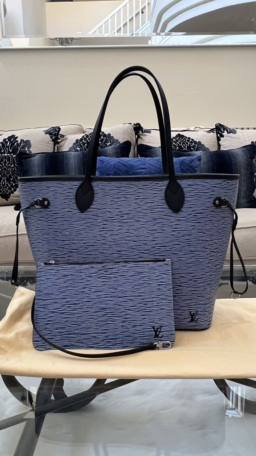 Louis Vuitton EPI Neverfull MM Denim