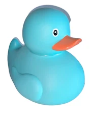 EXTRA LARGE! FAB FINDS JUMBO RUBBER DUCK COLLECTIBLE POWDER BLUE, JEEP  8'X7"!