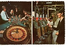 People Play Roulette Game-Casino Slot Machine-Reno-Tahoe-Nevada-Vintage Postcard