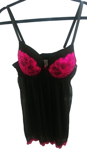 Zena Jeans Tank Top Womens 2X Hot Pink Lace Trim Ribbed Camisole