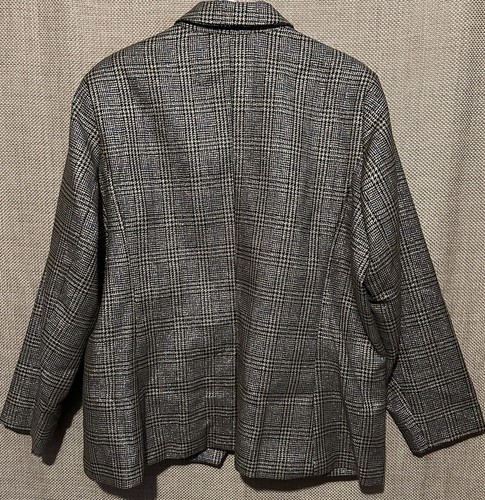 Nine West Blazer 2XL Gold Metallic Thread Double Breasted Houndstooth Jacket XXL - Picture 4 of 8