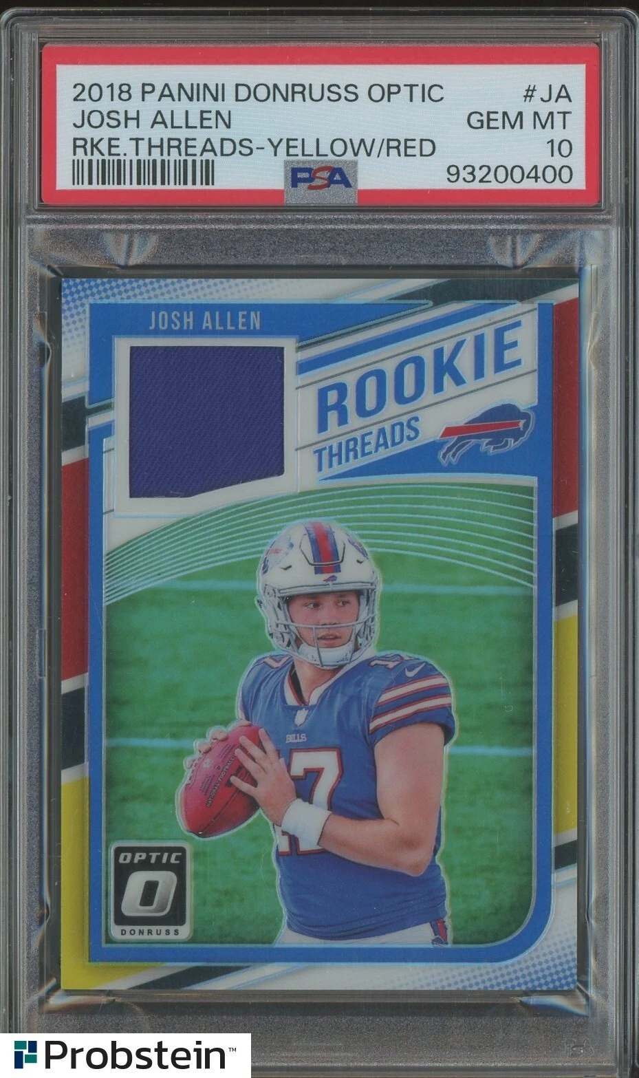 Josh Allen Panini Donruss Optic Rookie Threads #JA Yellow/Red