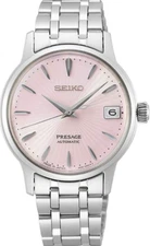 Seiko Women's Presage Automatic Pink Dial Stainless Steel Watch SRP839
