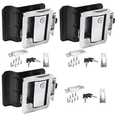 3pcs Chrome RV Paddle Entry Door Lock Latch Handle Knob Deadbolt Camper Trailer