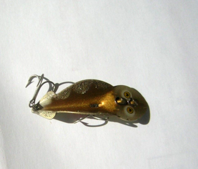 buck perry fishing lures VINTAGE FISHING LURE METAL BUCK PERRY SPOONPLUG GOLD SPARKLE w/Ivory belly