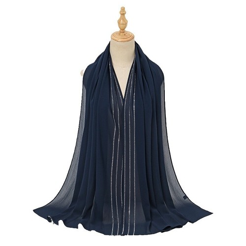 Women Chiffon Crystal Striped Scarf Shawl Wrap Spring Summer Long Wide Scarves - Picture 2 of 8