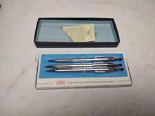 Vintage CROSS Chrome Ball Point Pen Mechanical Pencil Set 3501 in Box